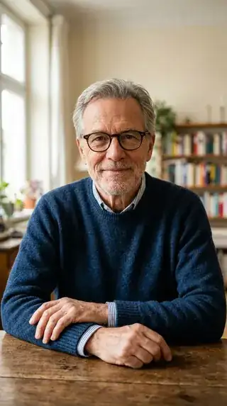 Mann mit Brille und ruhigem Blick